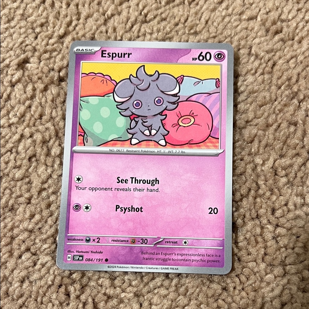 Pokemon Pink Espurr Trading Card